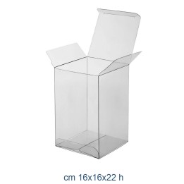 SCATOLA ASTUCCIO PVC TRASPARENTE CM 16x16x22 H - 12 Pz