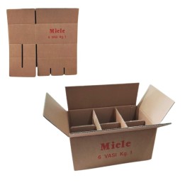 SCATOLA CARTONE MIELE 6 POSTI KG 1 CON DIVISORI