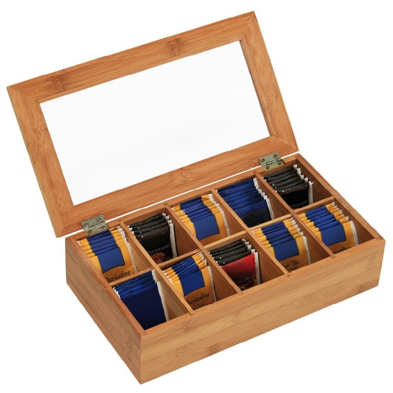 Scatola Porta Tè Bambù 10 Scomparti - Contenitori | RagStore