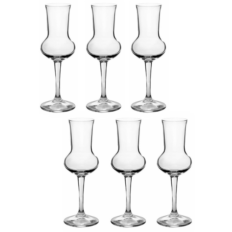 Set 6 calici grappa trasparenti Bormioli Riserva eleganti in vetro