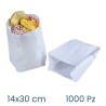 Sacchetti in carta kraft bianca per panini cm 14x30 - 1000 pz