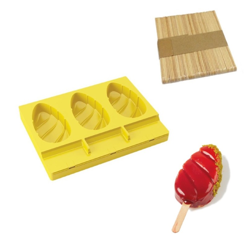 STAMPO IN SILICONE PER GELATI MALIBU' CON 50 STECCHI