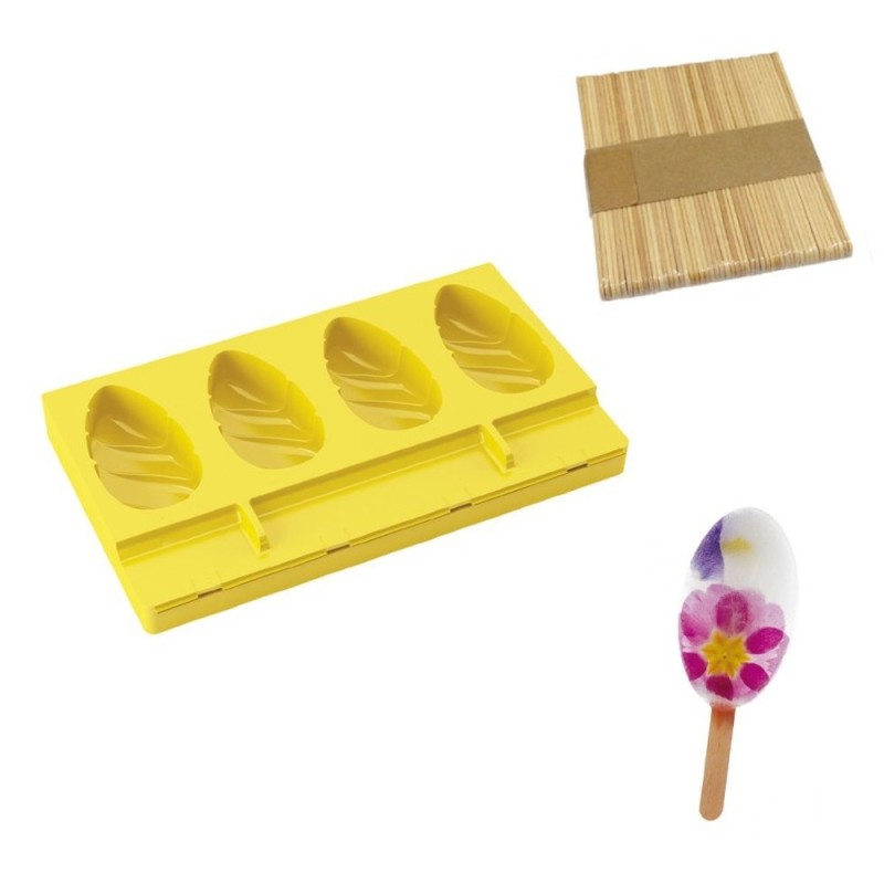 Stampo in silicone per gelati mini Waikiki con 50 stecchi legno Pavoni