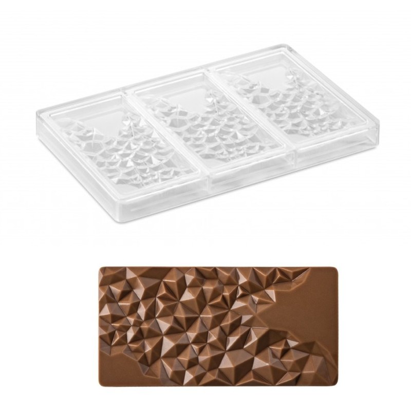 Stampo professionale per 3 tavolette Cioccolato Fragment - Pavoni