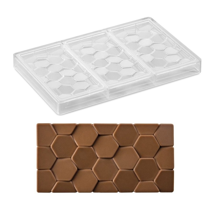 Stampo in plastica per 3 tavolette cioccolato Pavè - Pavoni