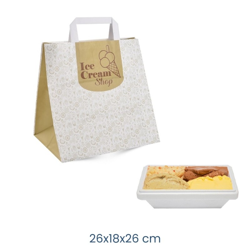 BUSTA CARTA SHOPPER CM 26x18x26 GELATI ICE CREAM