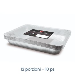 VASCHETTA IN ALLUMINIO RETTANGOLARE 12 PORZIONI - 10 Pz