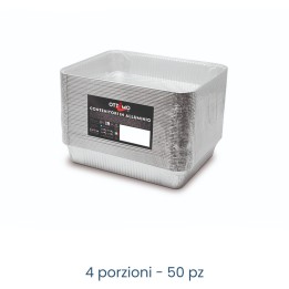VASCHETTA IN ALLUMINIO RETTANGOLARE 4 PORZIONI - 50 Pz