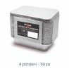 VASCHETTA IN ALLUMINIO RETTANGOLARE 4 PORZIONI CON COPERCHIO - 50 Pz