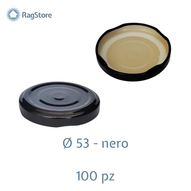 tappi con flip centrale per sottovuoto 53 mm Nero