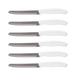 Set di 6 coltelli da carne Master-Cut con manico bianco e lame seghettate ad alta precisione