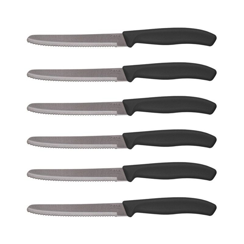 Set 6 coltelli da tavola Master-Cut con manico in polipropilene nero e lama in acciaio inox