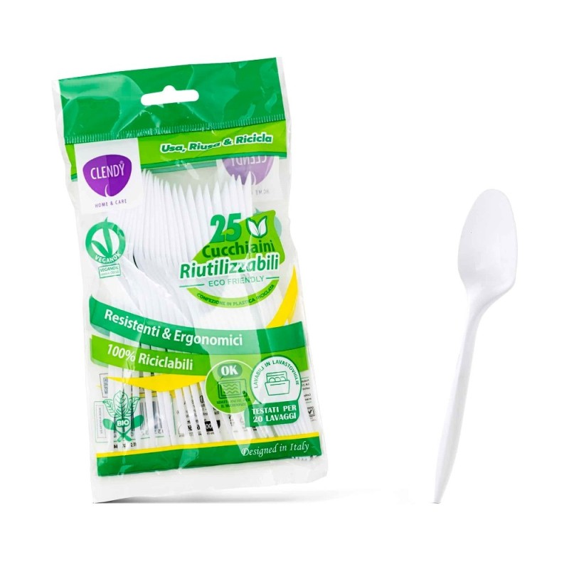 CUCCHIAINI PLASTICA RIUTILIZZABILE Pz 25 BIANCA