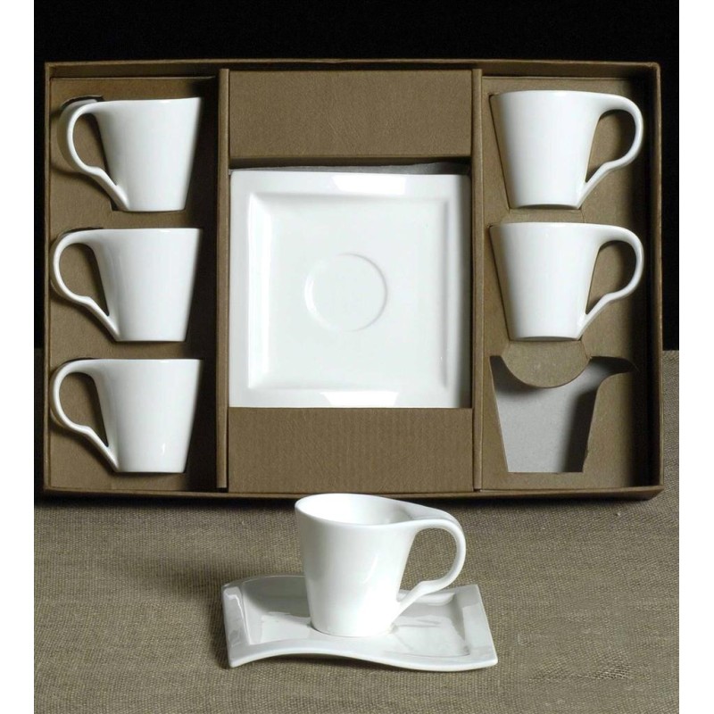 set 6 tazzine caffè Onda con piatto ondulato