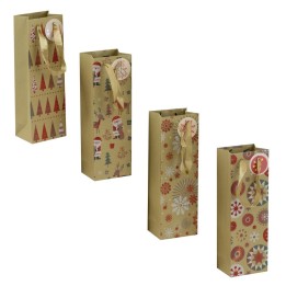 BUSTA CARTA PER BOTTIGLIE CM 12x9x36 AVANA CHRISTMAS