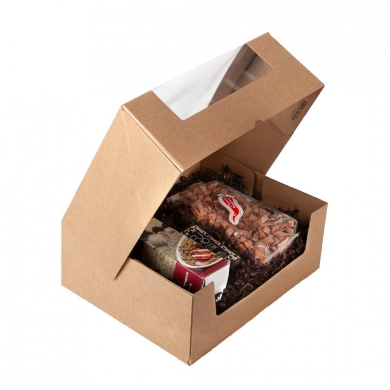Scatola regalo avana con finestra per barattoli e panettoni cm 38x30x14 h