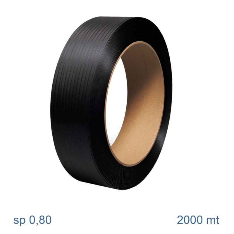 REGGIA IN POLIPROPILENE LARG. 12 MM x 2000 Mt SPES. 0,8 NERA