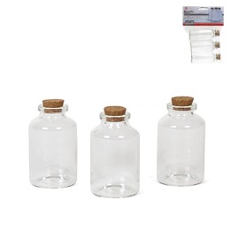 BOTTIGLIE MINI FLACONE 30 ML CON TAPPO SUGHERO 3 Pz