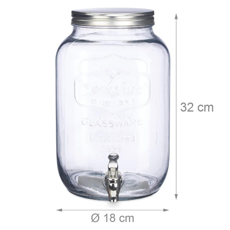 Dimensioni barattolo dispenser vetro da 8 lt