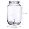 Dimensioni barattolo dispenser vetro da 8 lt