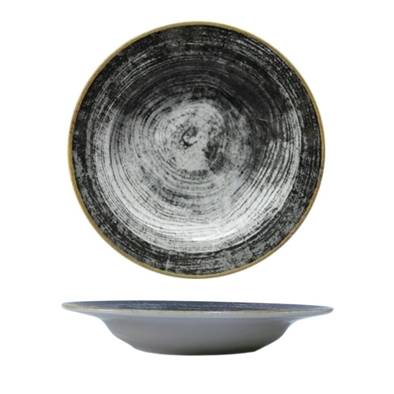 PIATTO PORCELLANA BLACK ROUND FONDO 23 CM