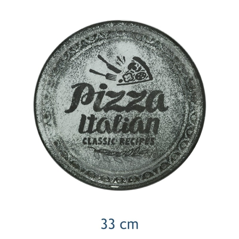 Piatto pizza Saturnia decoro Recipes Nero in porcellana da 33 cm