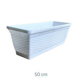 VASO RETTANGOLARE BALCONIERA RATTAN CM 50 BIANCO