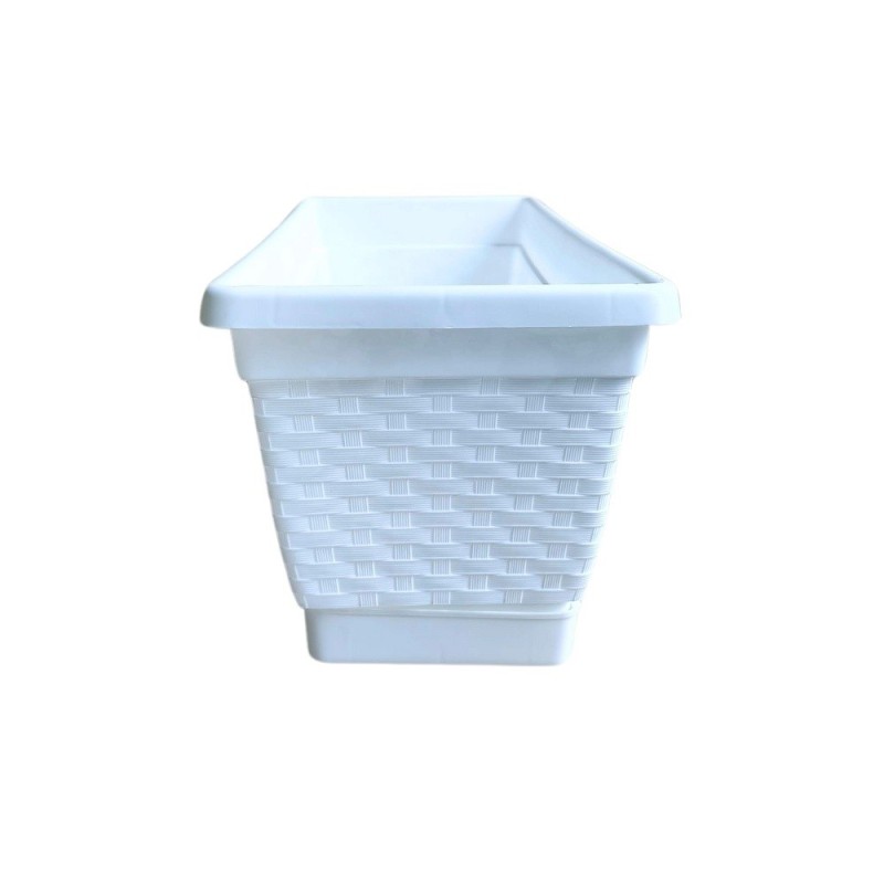 VASO RETTANGOLARE BALCONIERA RATTAN CM 50 BIANCO