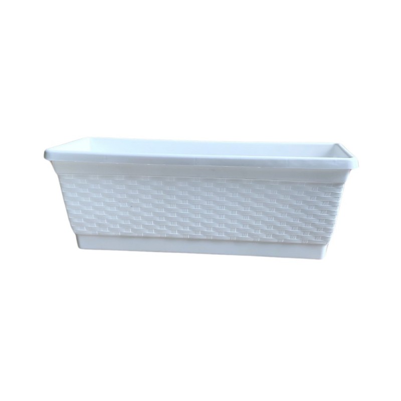 VASO RETTANGOLARE BALCONIERA RATTAN CM 50 BIANCO