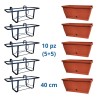set vasi con fioriera metallo da 40 cm