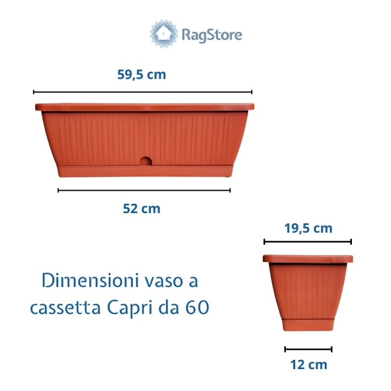 Set 5 Fioriera per balcone in ferro con vaso balconiera da 60 cm