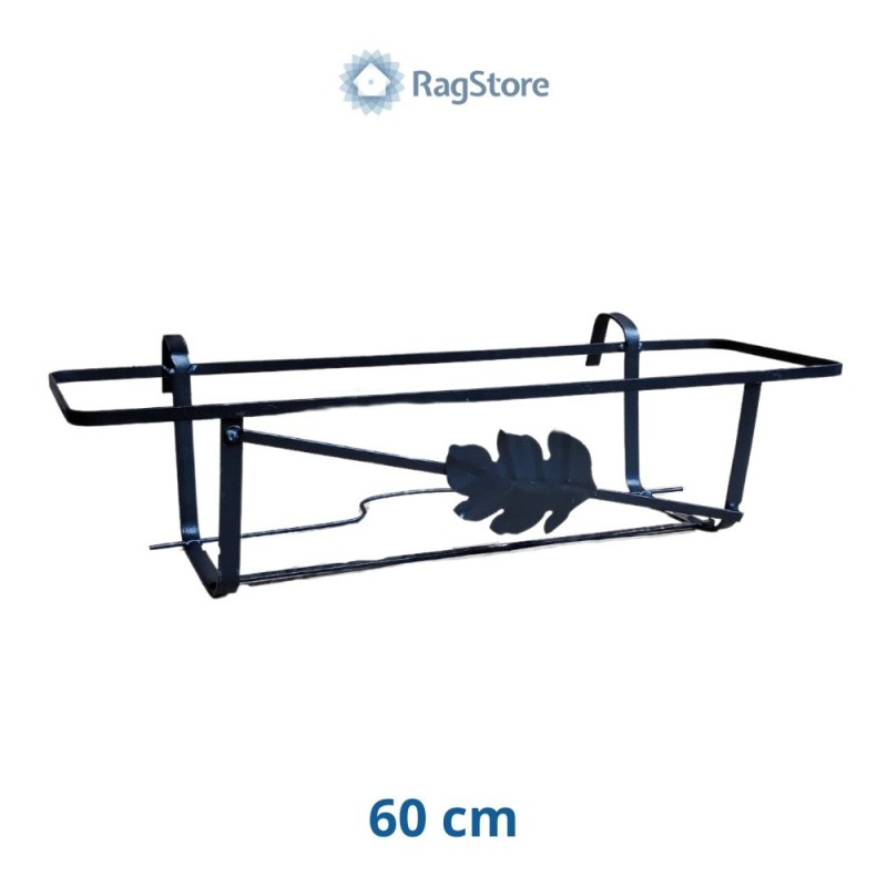 Fioriera in ferro battuto colore nero per vaso da 60 cm