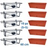 Kit 10 pz Fioriera balcone in ferro da 60 cm