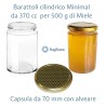 Barattolo vasetto vetro minimal da 370 ml per miele completo di tappo