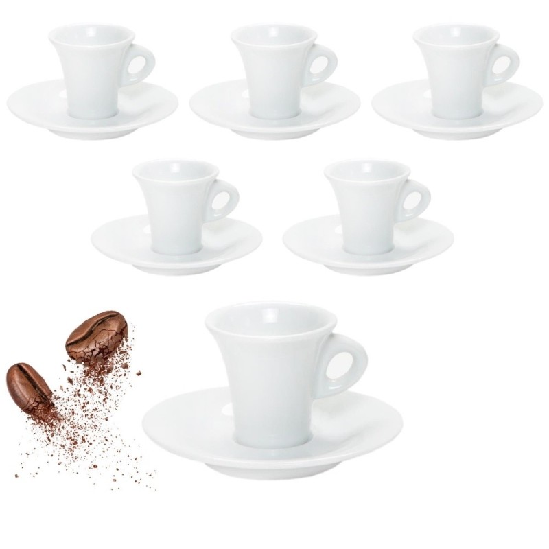 TAZZINE CAFFÈ PORCELLANA BAR AIDA CON PIATTINO 6 PZ BIANCHE