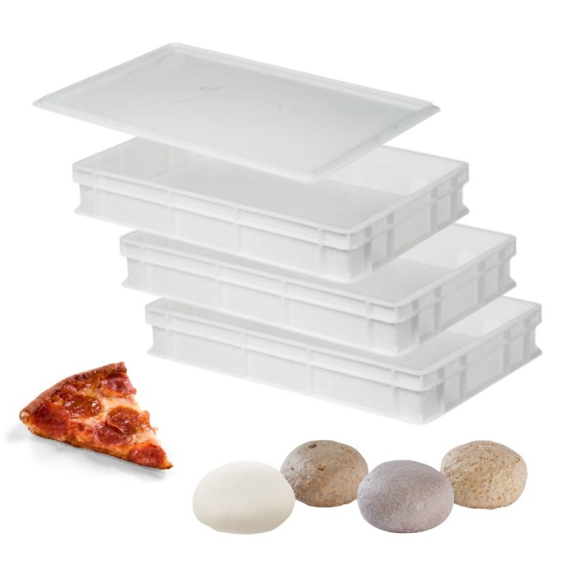 Set 3 cassette plastica per lievitazione palline impasto pizza 60x40x10