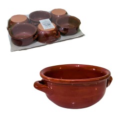 Set di 6 tegamini in terracotta smaltata con diametro di 14 cm