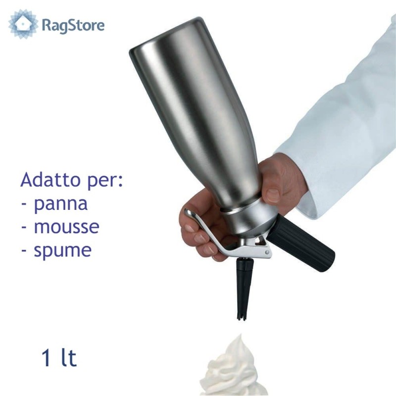 Sifone monta panna in acciaio da 1 litro - Kayser