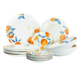 Piatti Tavola 18pz Arance: Servizio Porcellana Colorato e Divertente