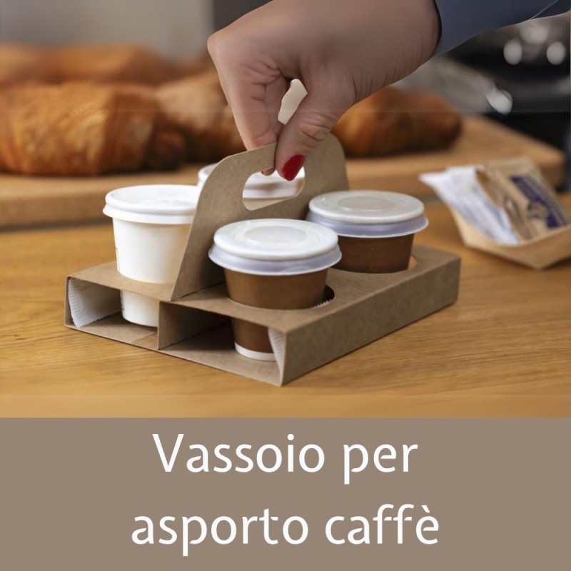 Vassoio Caffè Espresso 4 Bicchieri: Asporto Pratico e Sicuro