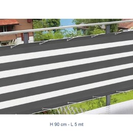 Telo Frangivista 90x5mt Grigio/Bianco | Ombra e Privacy per Balcone e Giardino
