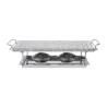 Pietra naturale grill 19x37 cm con supporto e vassoio inox elegante e doppio fornello - Eva