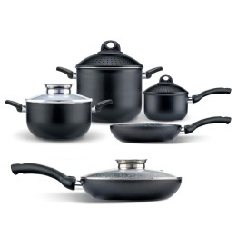 Set 9 pz Pentole e padelle alluminio antiaderente induzione Bio Stone