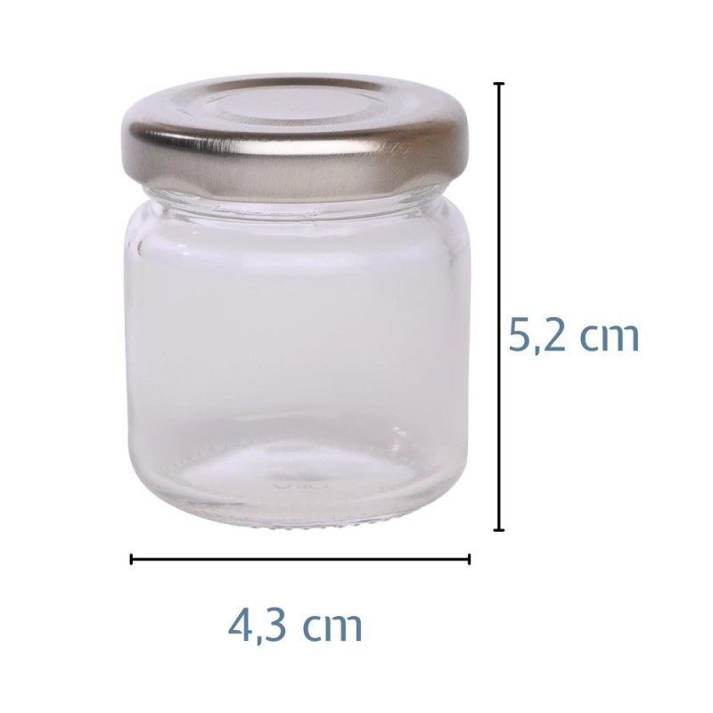 Set vasetti vetro per miele 40 ml, confezione da 60 con coperchio decorativo