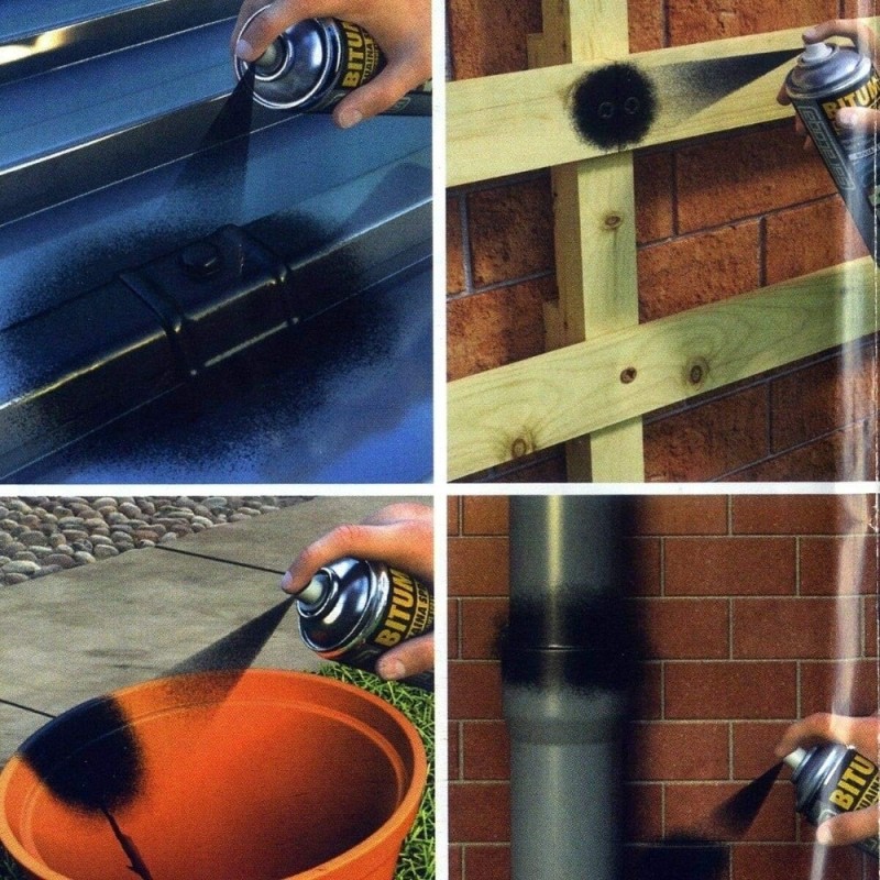Bomboletta spray di bitume nero per impermeabilizzare tutti i metalli