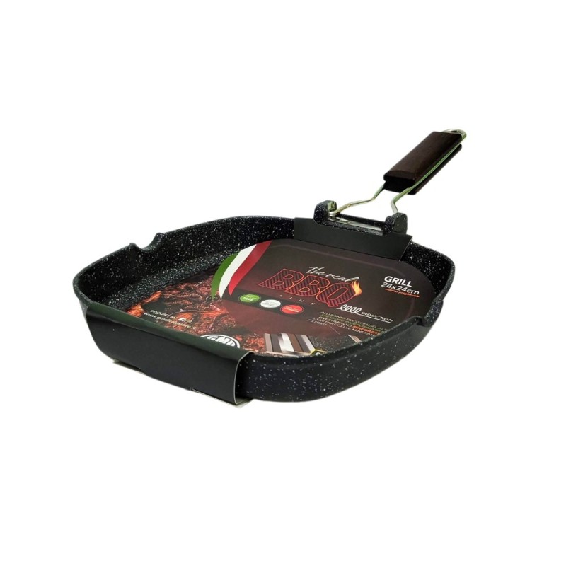 BISTECCHIERA ANTIADERENTE PIETRA BBQ INDUZIONE CM 24x24