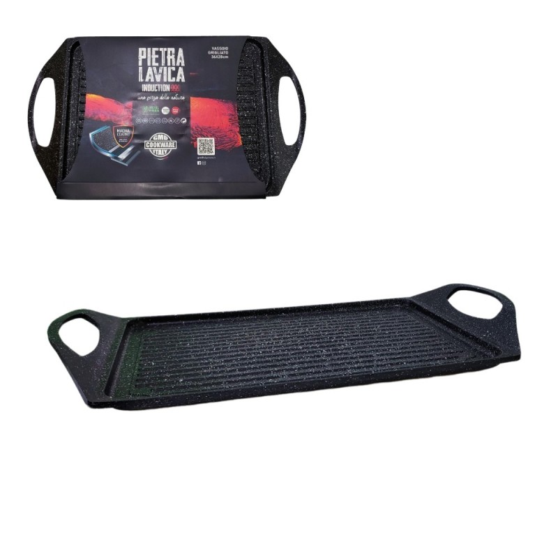 Piastra Rettangolare Antiaderente Pietra Lavica 36x28 - Bistecchiere | Ragstore