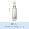 Dimensioni bottiglia in vetro costolata da 1 litro per acqua potabile