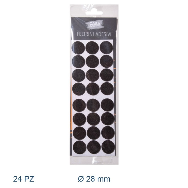 FELTRINI ADESIVI SOTTOSEDIE ROTONDI 28 MM - 24 Pz MARRONE