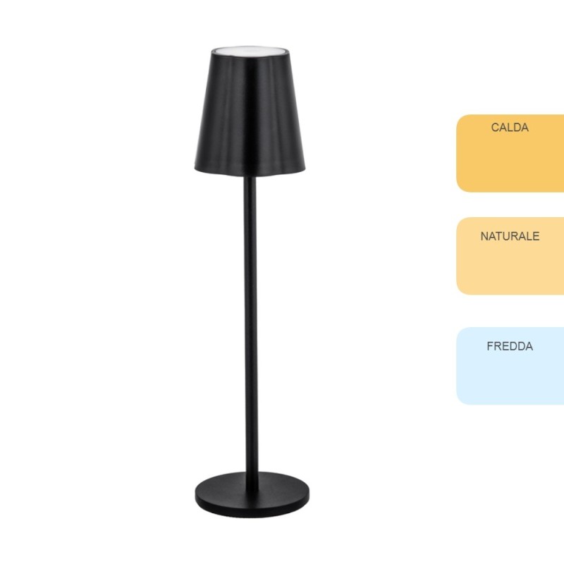 LAMPADA DA TAVOLO A LED CAMILLA RICARICABILE 28 CM NERO